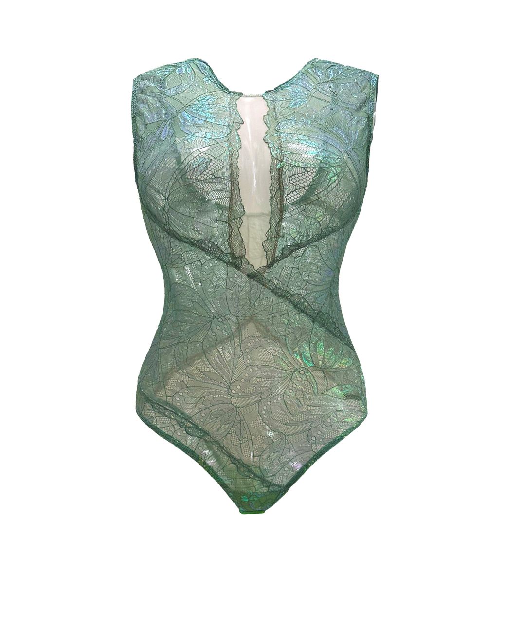 Carol Coelho Green Psyche Sleeveless Iridescent Bodysuit