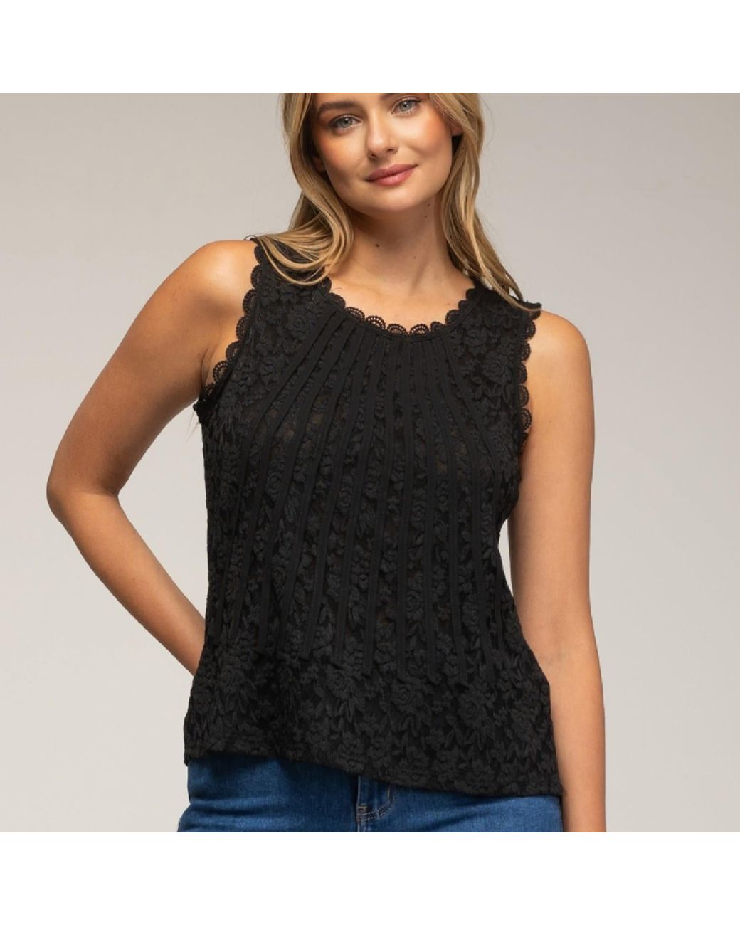 Tantra Spain Sl Black Sleeveless Lace Top