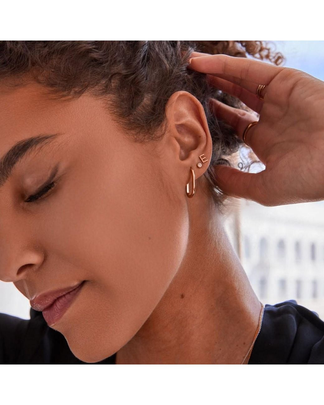 Maya Brenner Pink Monogram Earring Set 14K