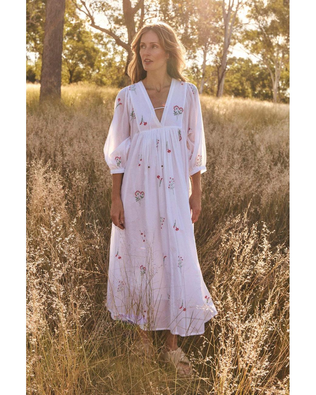 Adrift Clothing White Cairo Boho Dress