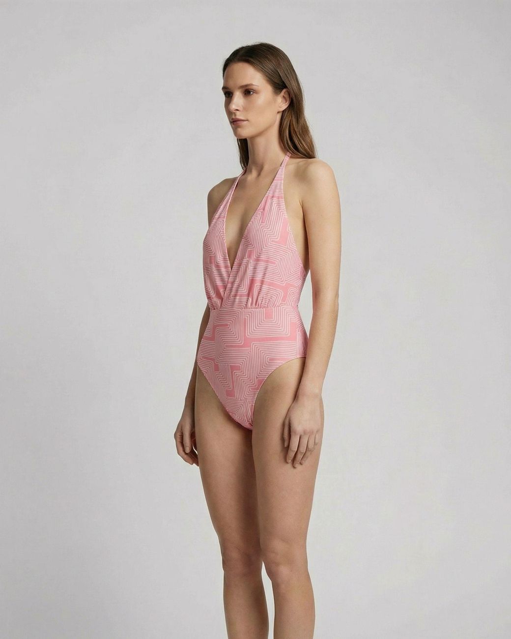 Lords of Harlech Pink Xena Inter Twine Coral Halter One-Piece Swimsuit