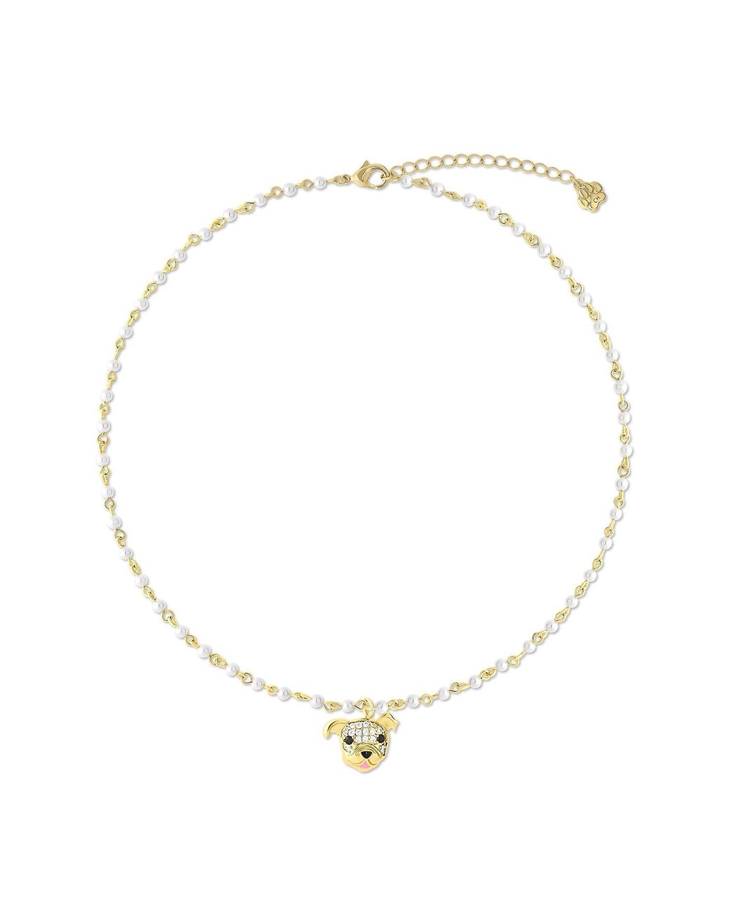 Cloud Haven Metallic Soft Hearted Cz Bulldog Pendant Necklace