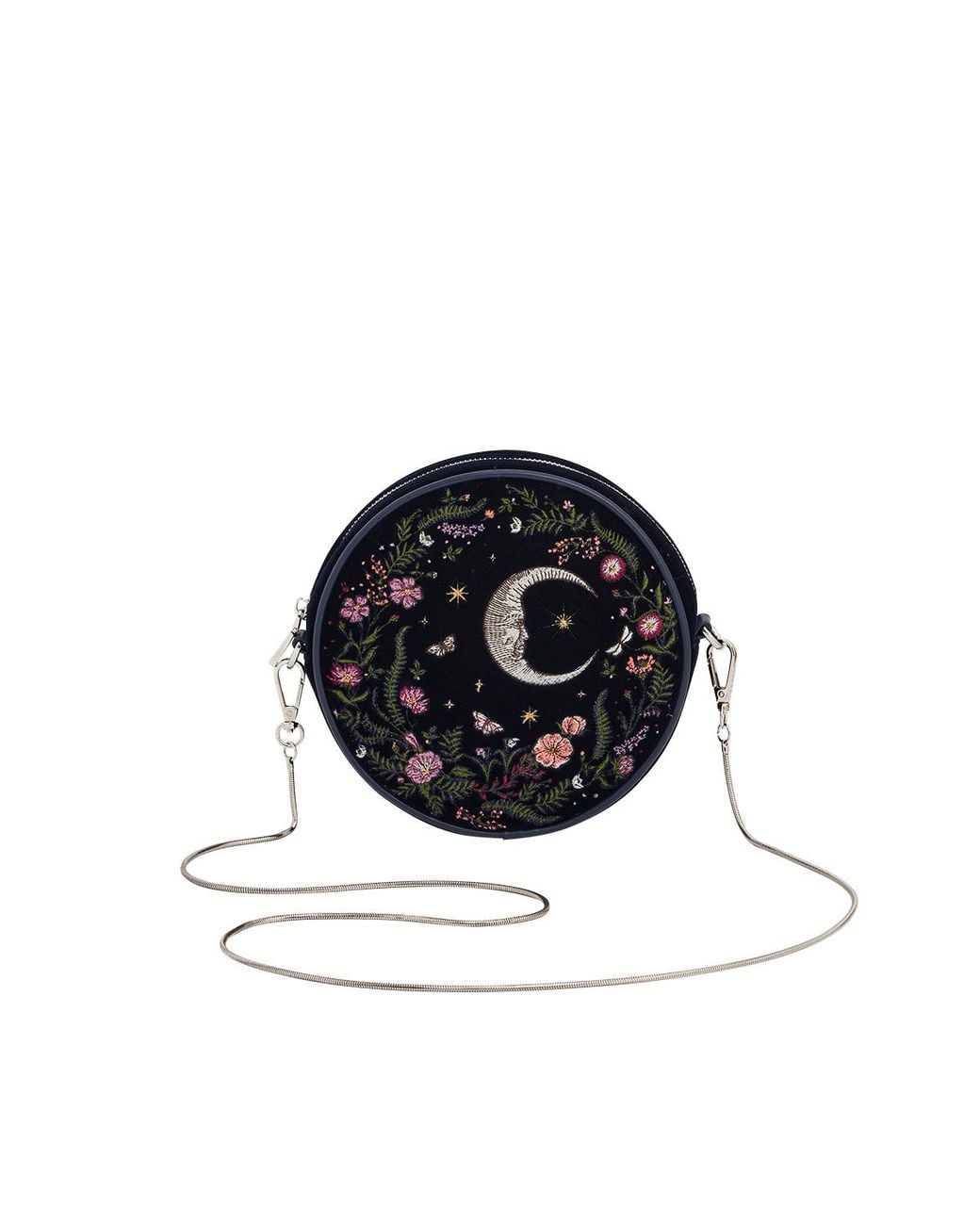 Fable England White Chloe Midnight Garden Embroidered Circle Bag
