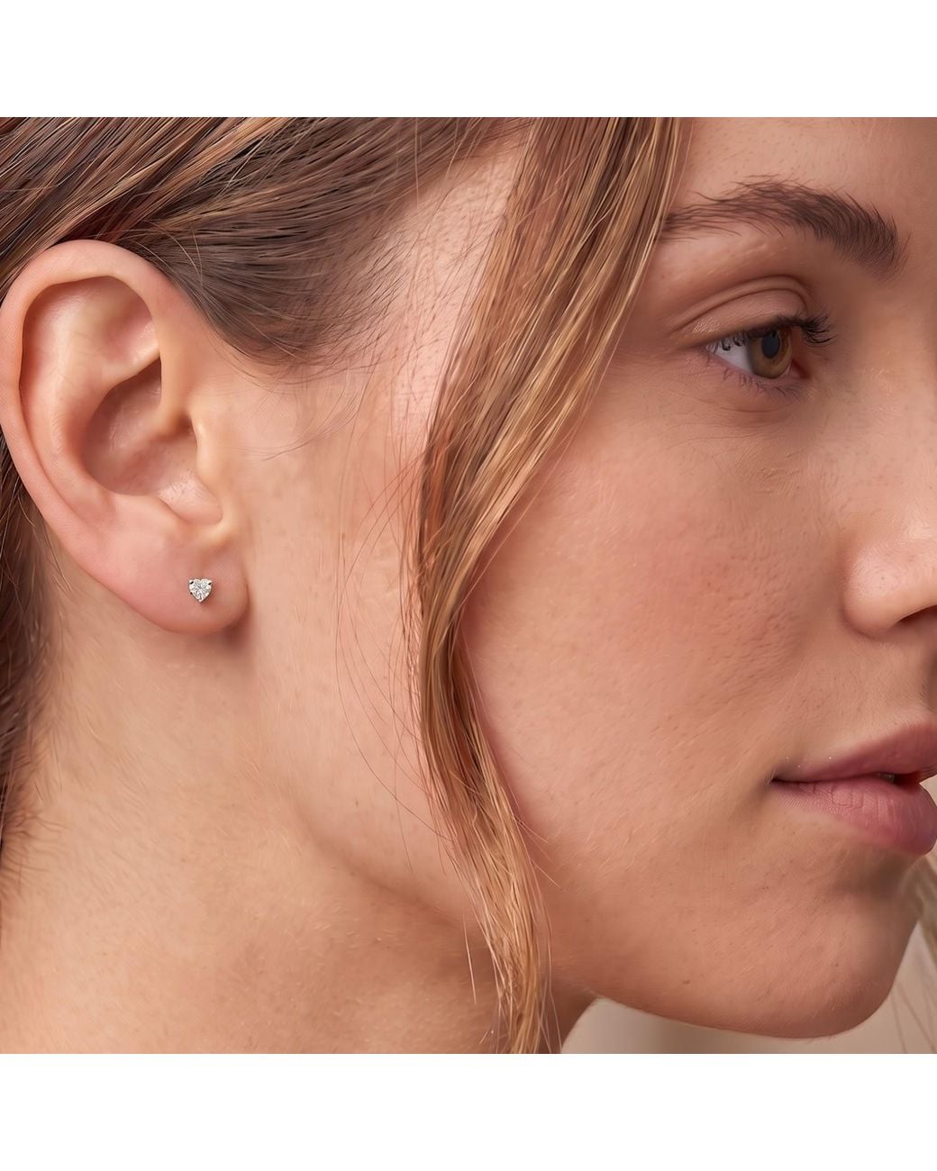 Zahav Jewelry Metallic 10K Solid 3Mm Heart Cz Stud Earrings