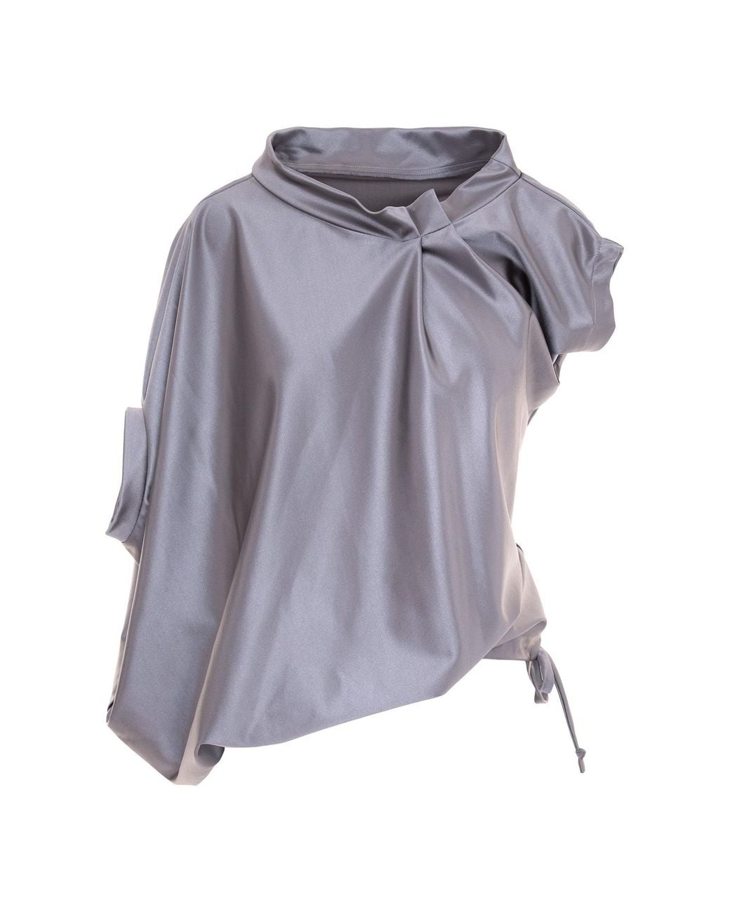 Silvia Serban Purple Asymmetric Oversized Blouse With Pleated Collar