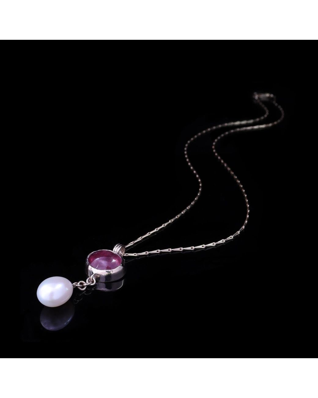 Gabriella Alicia Metallic Tourmaline And Pearl Drop Necklace