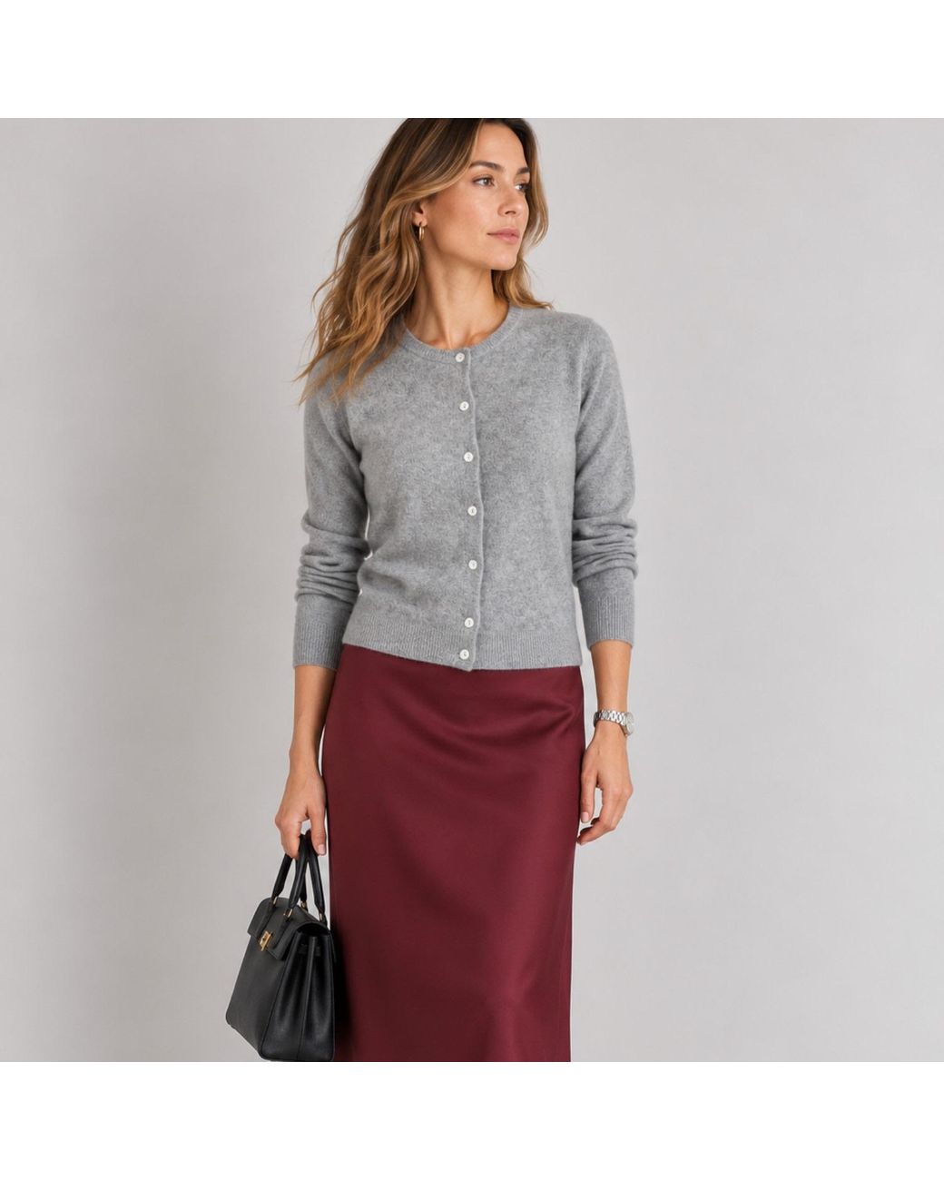 Nuvv Collection Blue Fine Knit Cardigan With Buttons Wool & Cashmere Blend Italian Yarn