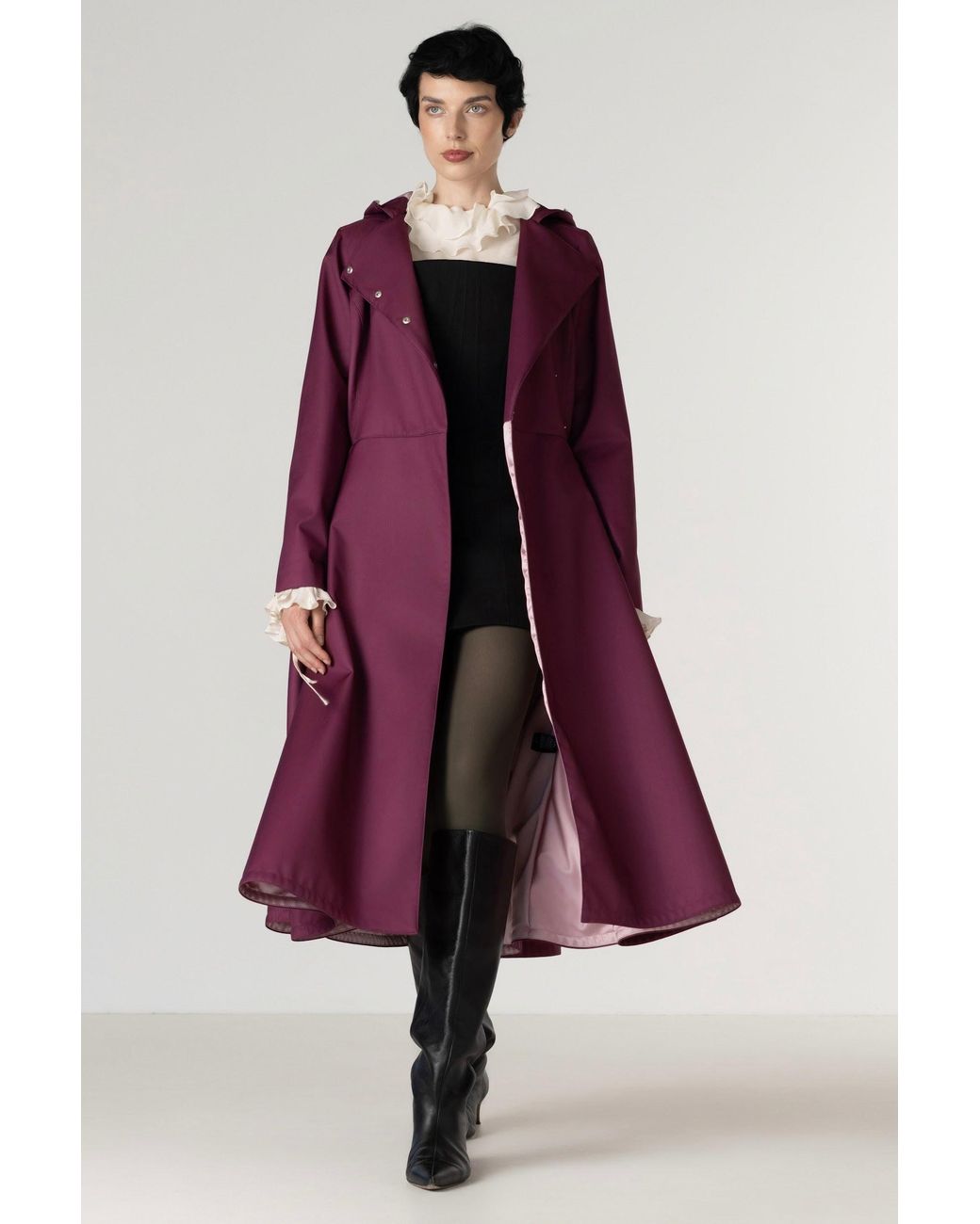 RainSisters Purple Double Breasted Trench Coat