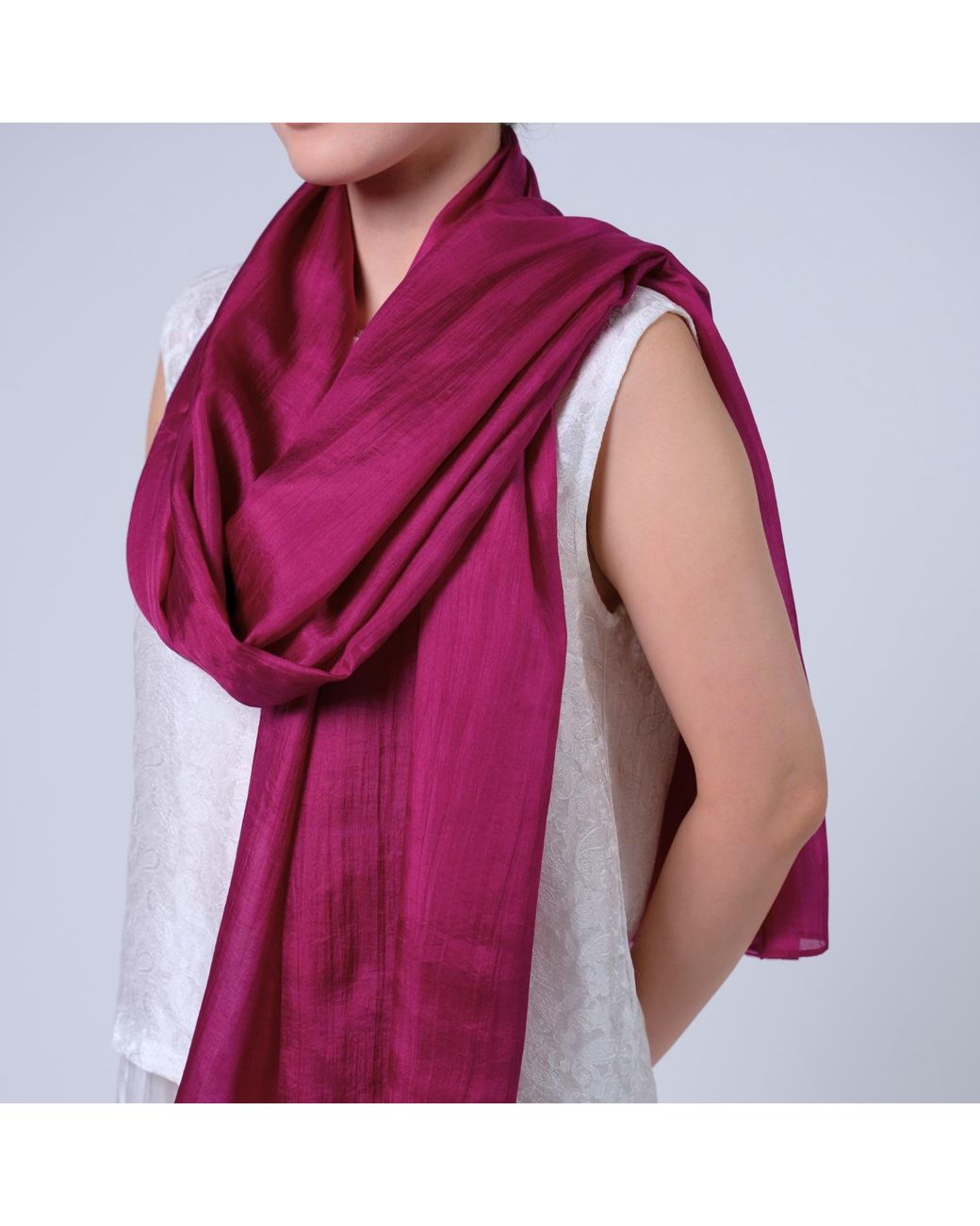 Silk and Bears Pink Handwoven Mulberry Silk Scarf – Deep Fuchsia – Lightweight & Sheer