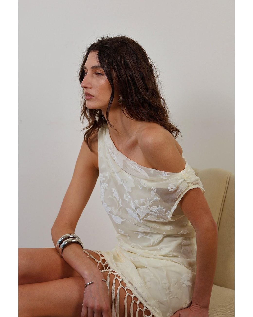 Tohen White Neutrals Astley Mini Dress