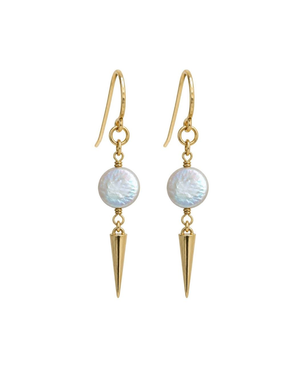 Rachel Nathan Metallic Classic Hook: Pearl Coin Earring