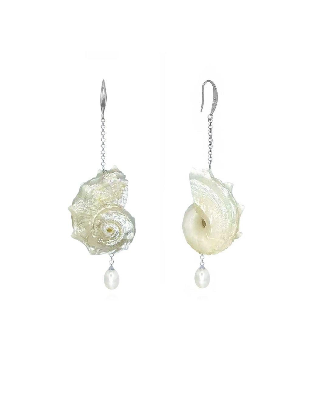 Ninemoo Metallic Coquille De Lune Pearl Earrings