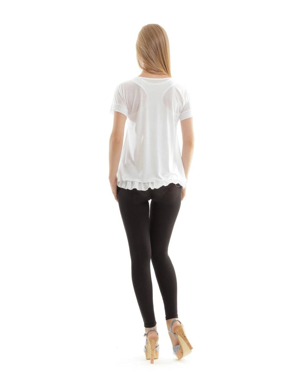 Conquista White Layered Tencel Jersey Duo Top With Elegant Ruffle Detail