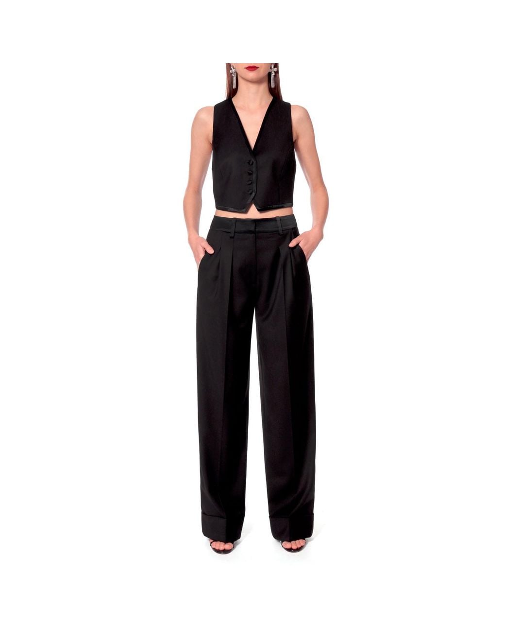 AGGI by HALEWSKI Black Frankie Fashion Wide Trousers