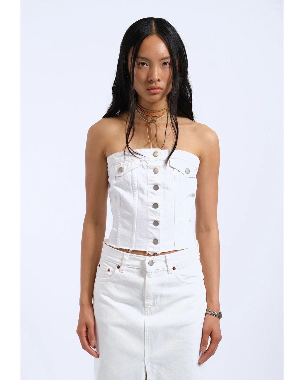 Dr. Denim White Carli Tube Top