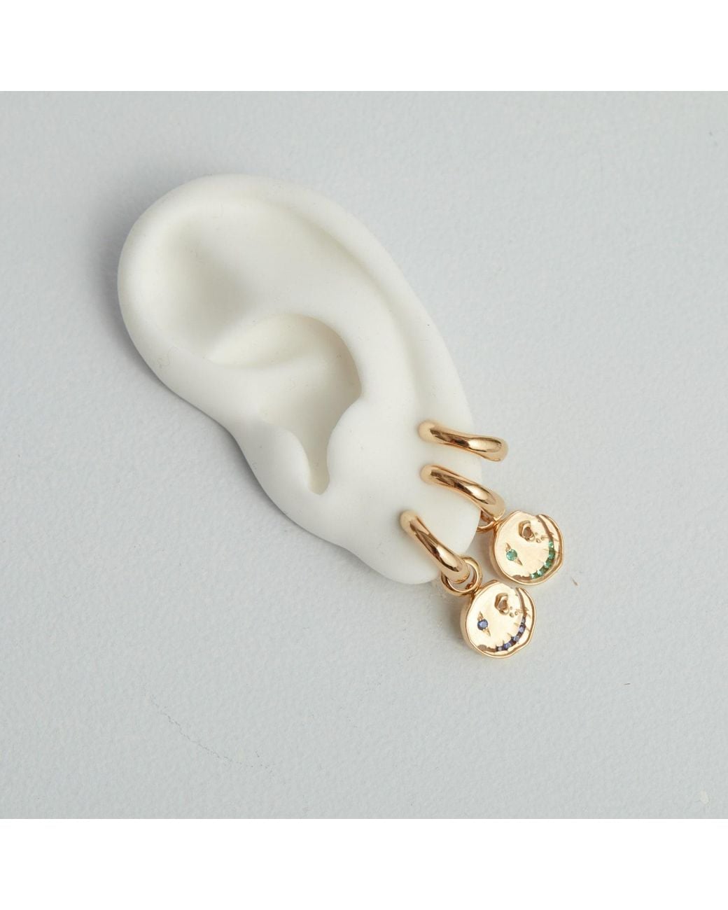 Kasun Metallic Smile Hoop Earrings – July – Ruby – Plated