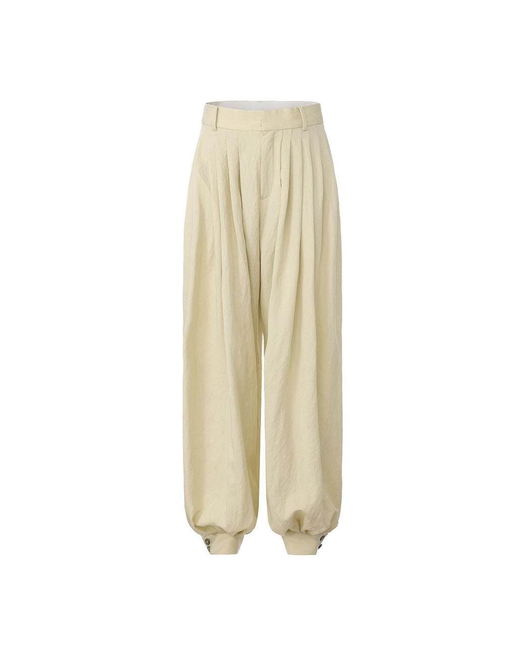 FRONT ROW SHOP Natural Neutrals Balloon Pleat Trousers Butter