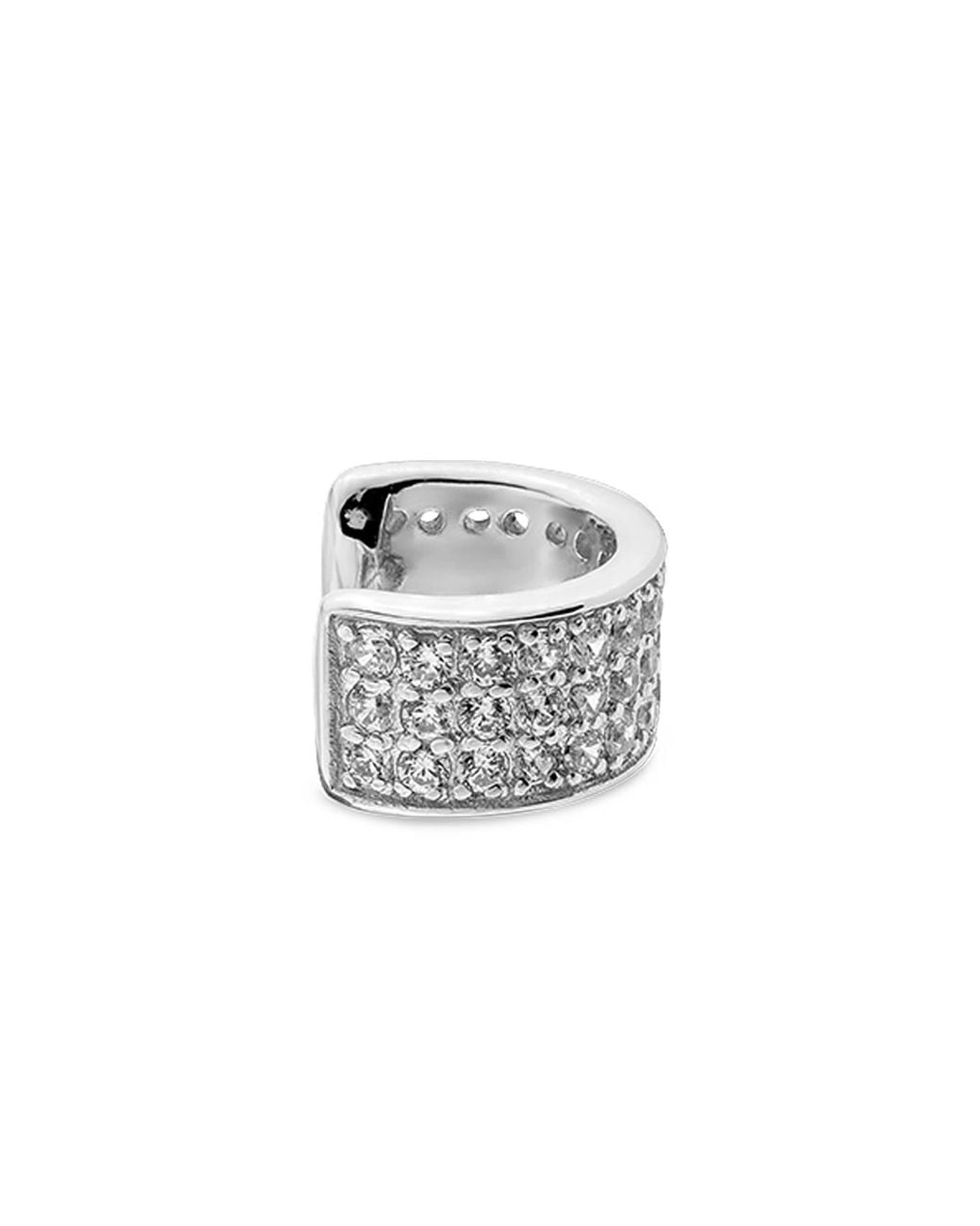 SALLY SKOUFIS White Destiny Ear Cuff With Made Cz Diamond Stimulant