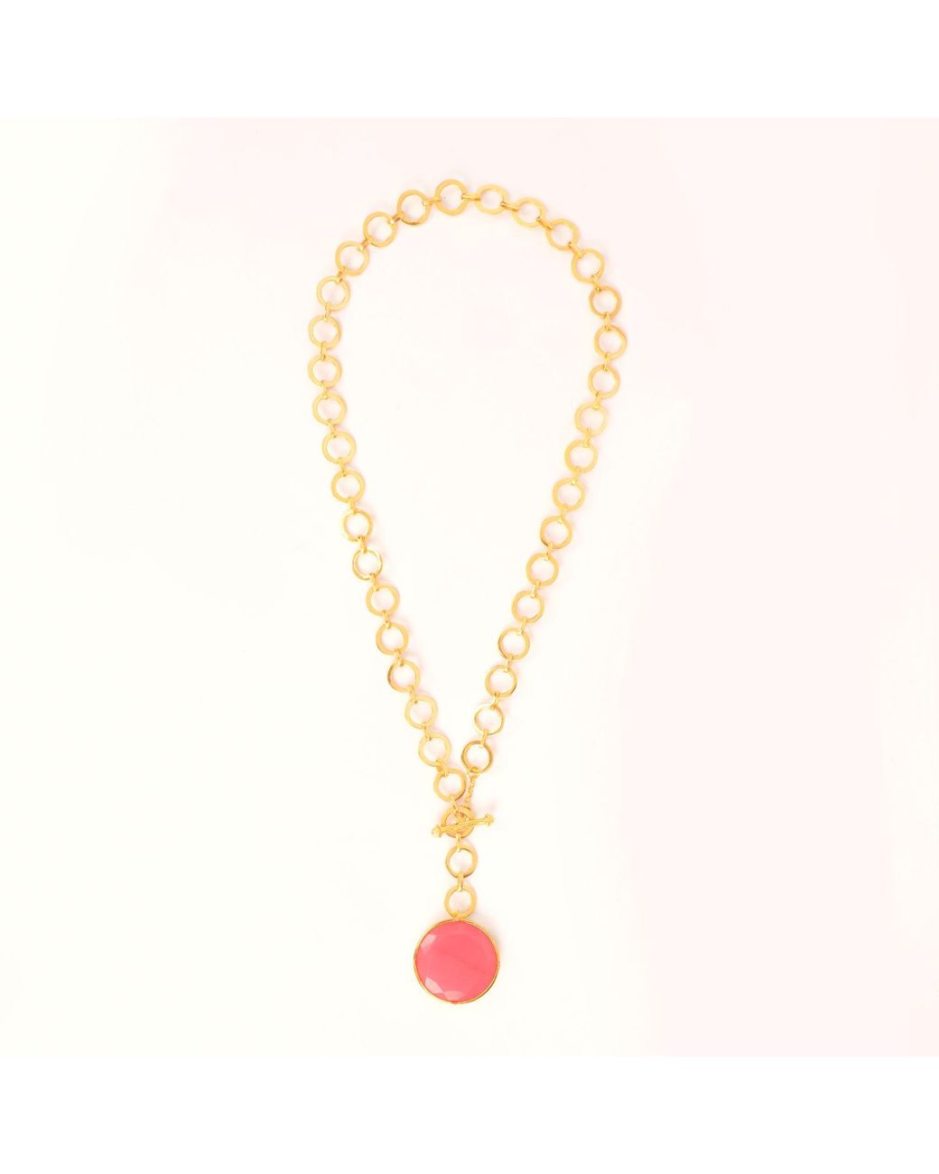Lila Rasa Pink Blushing Crystal With Loop Chain & T Lock