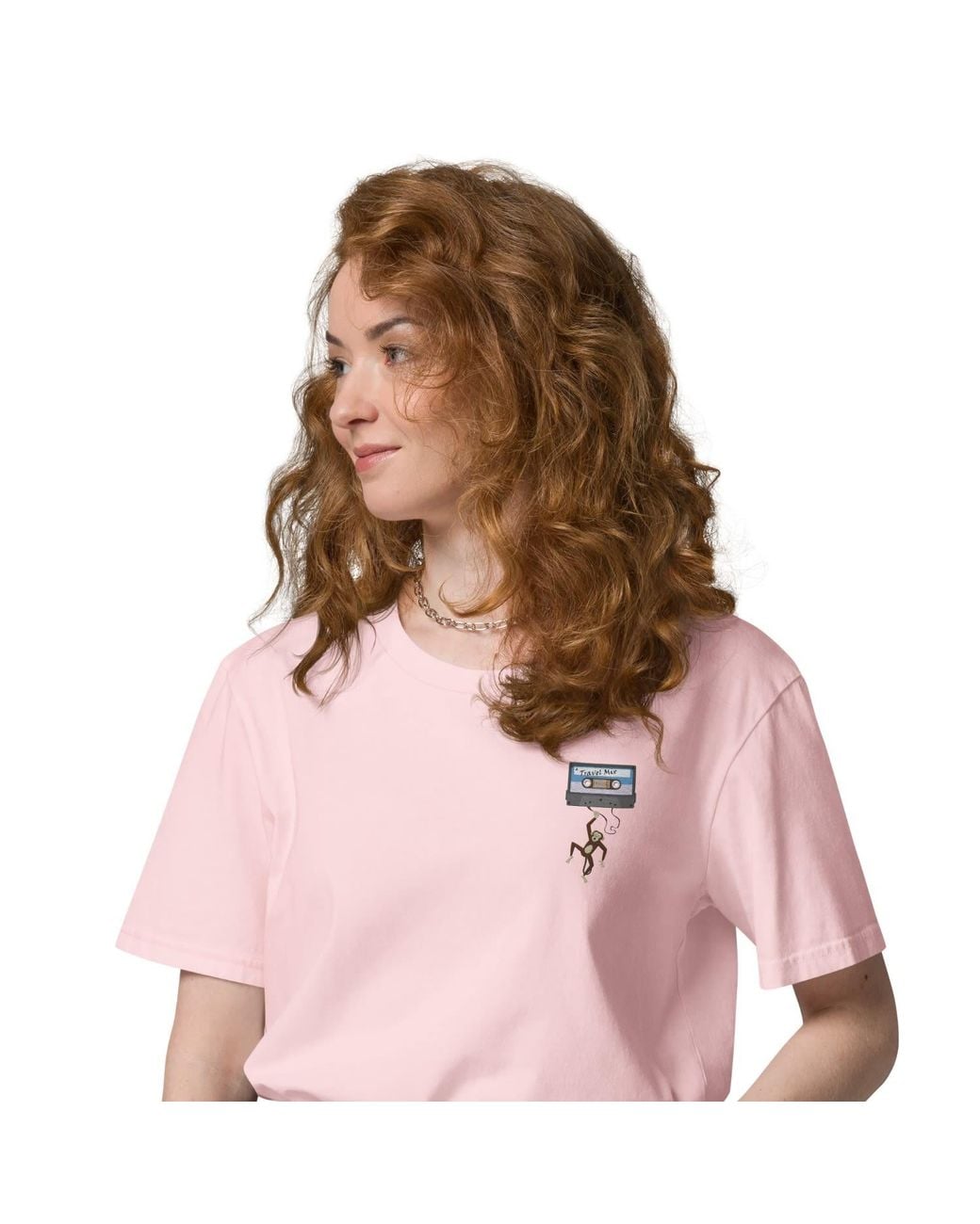 Anchor and Crew Pink Cotton Cassette Monkey Organic Cotton Embroidered T-Shirt