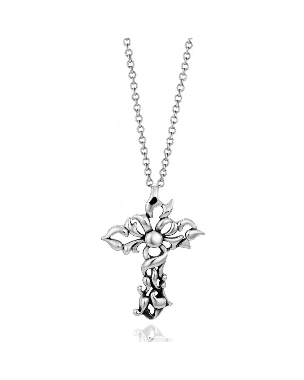 Unaloe Metallic Sterling Cross Necklace With Floral Lucia Weave– Elegant Jewelry For