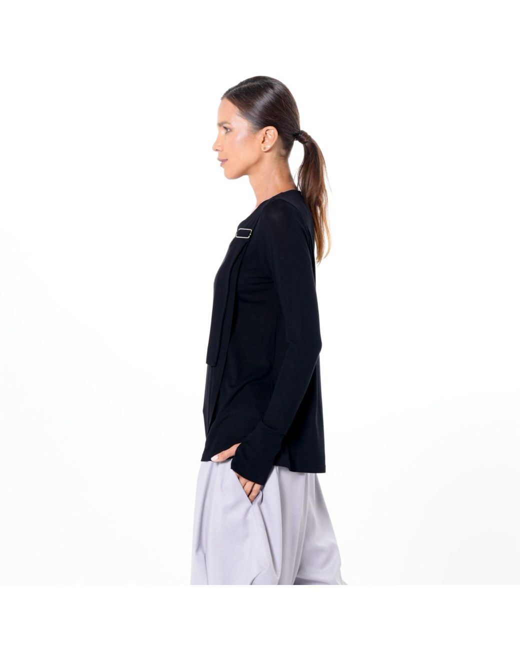 Metamorph Blue Asymmetric Long Sleeve Top