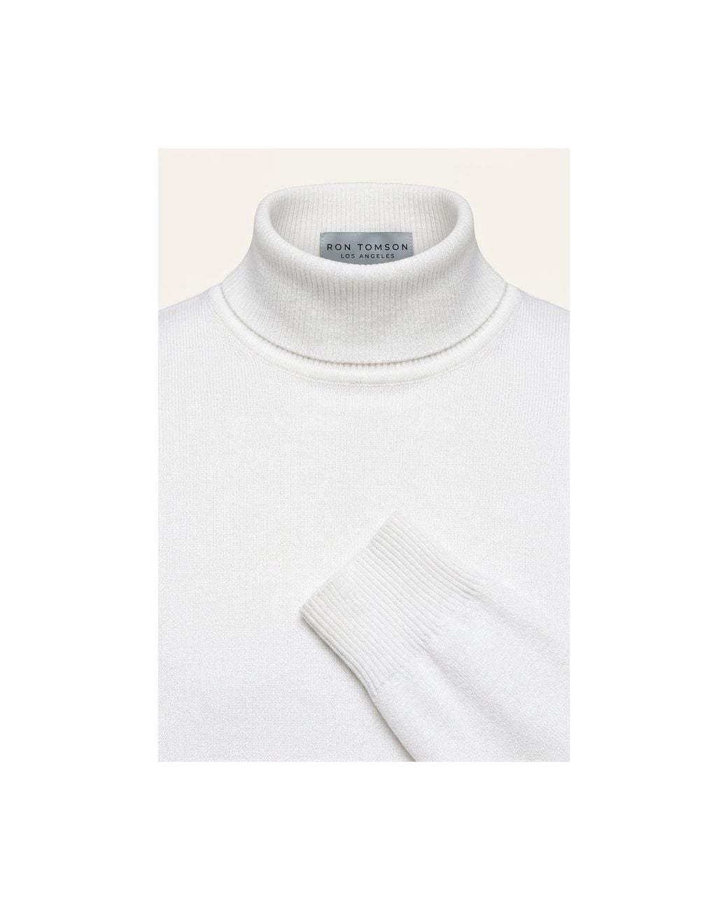 Ron Tomson White Roll Neck Knit Sweater for men