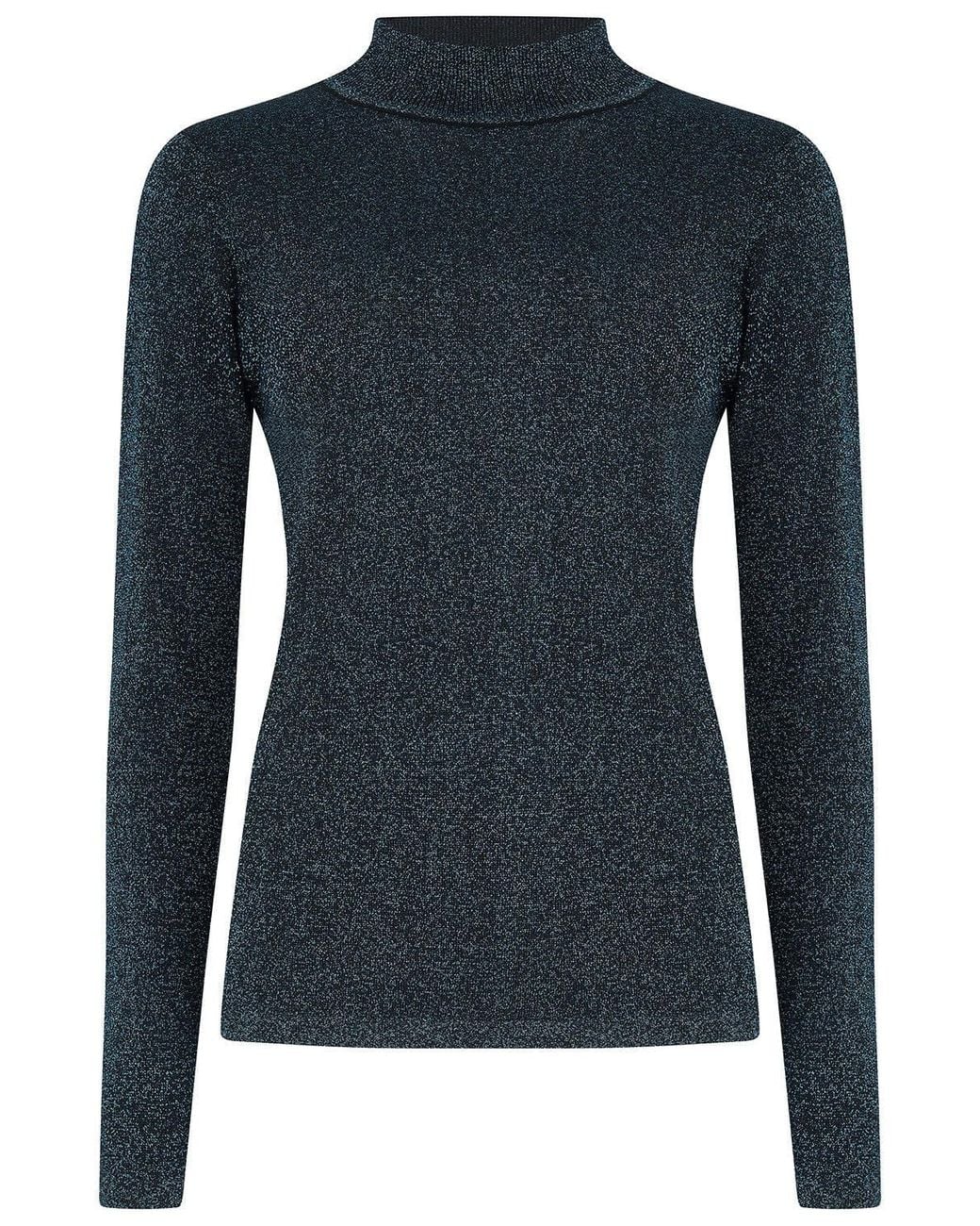 Sugarhill Blue Sarina Sparkly Knitted Turtleneck Top