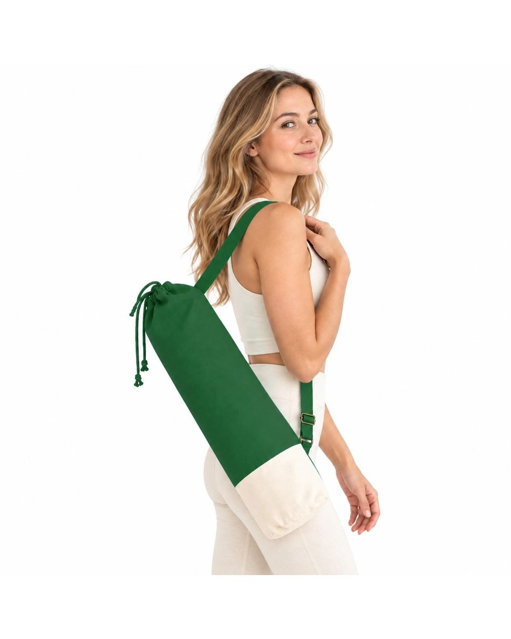Kedgeree Design Green Cotton Yoga Bag With Adjustable Strap