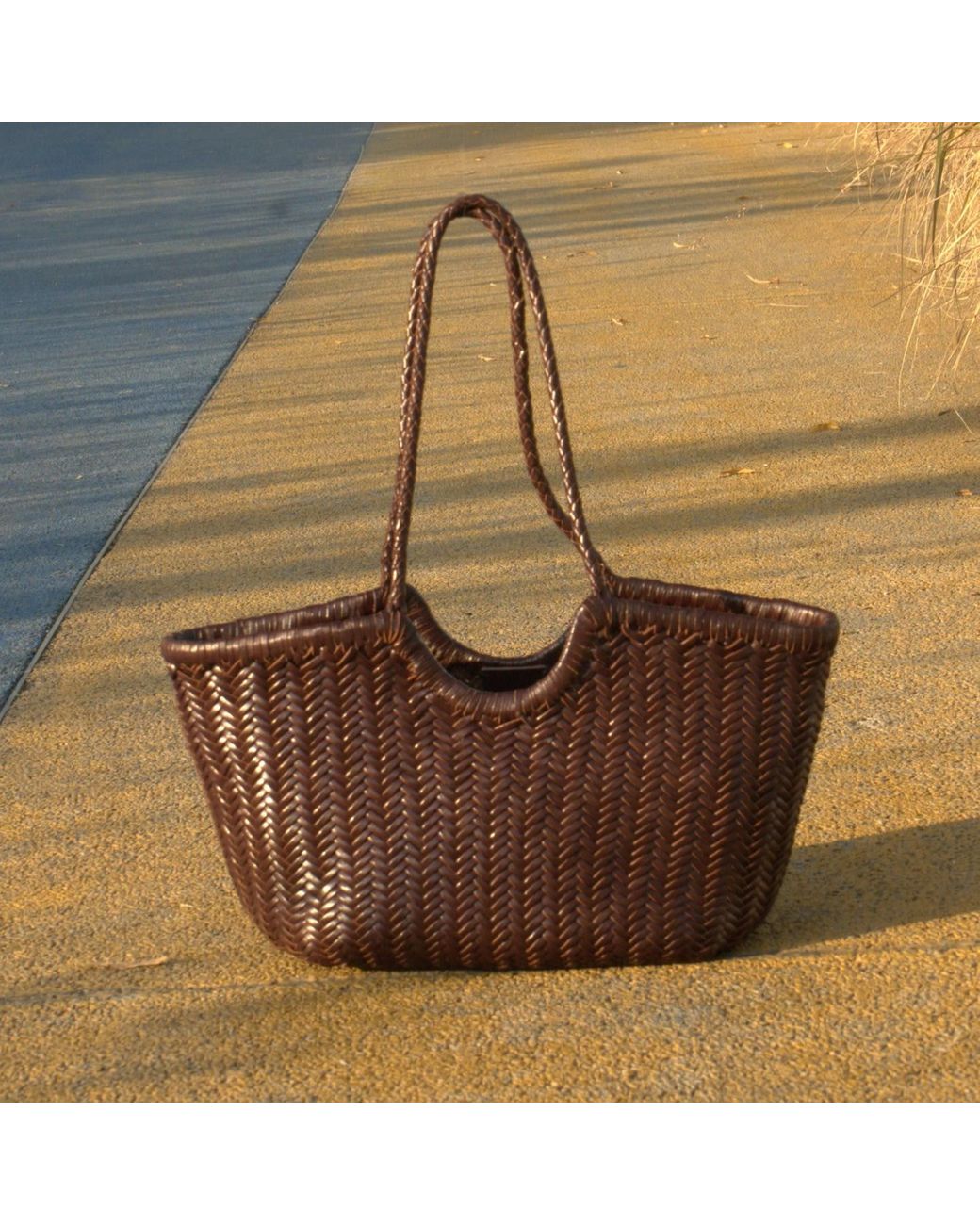 Rimini Brown Woven Leather Handbag