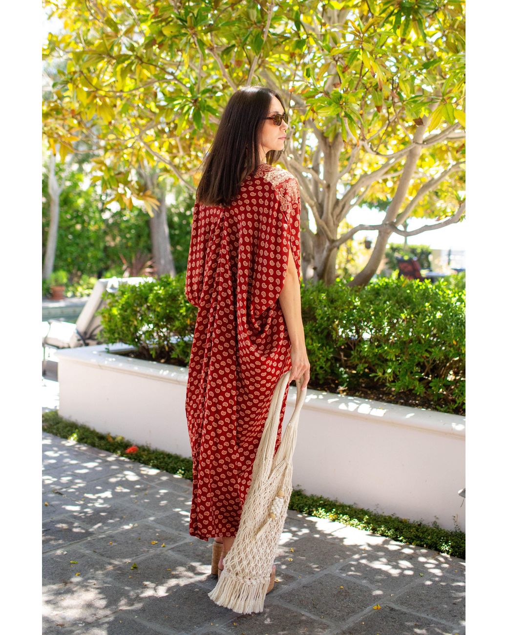 Jennafer Grace Red Artemis Ochre Paisley Caftan