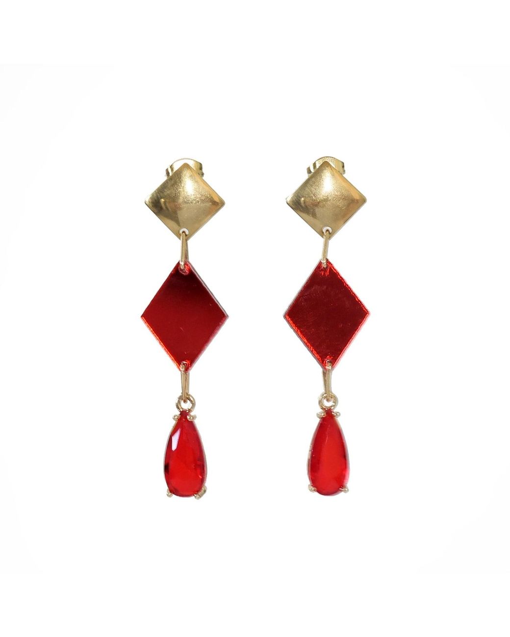 Laura Daili Red Scarlet Prism Earrings