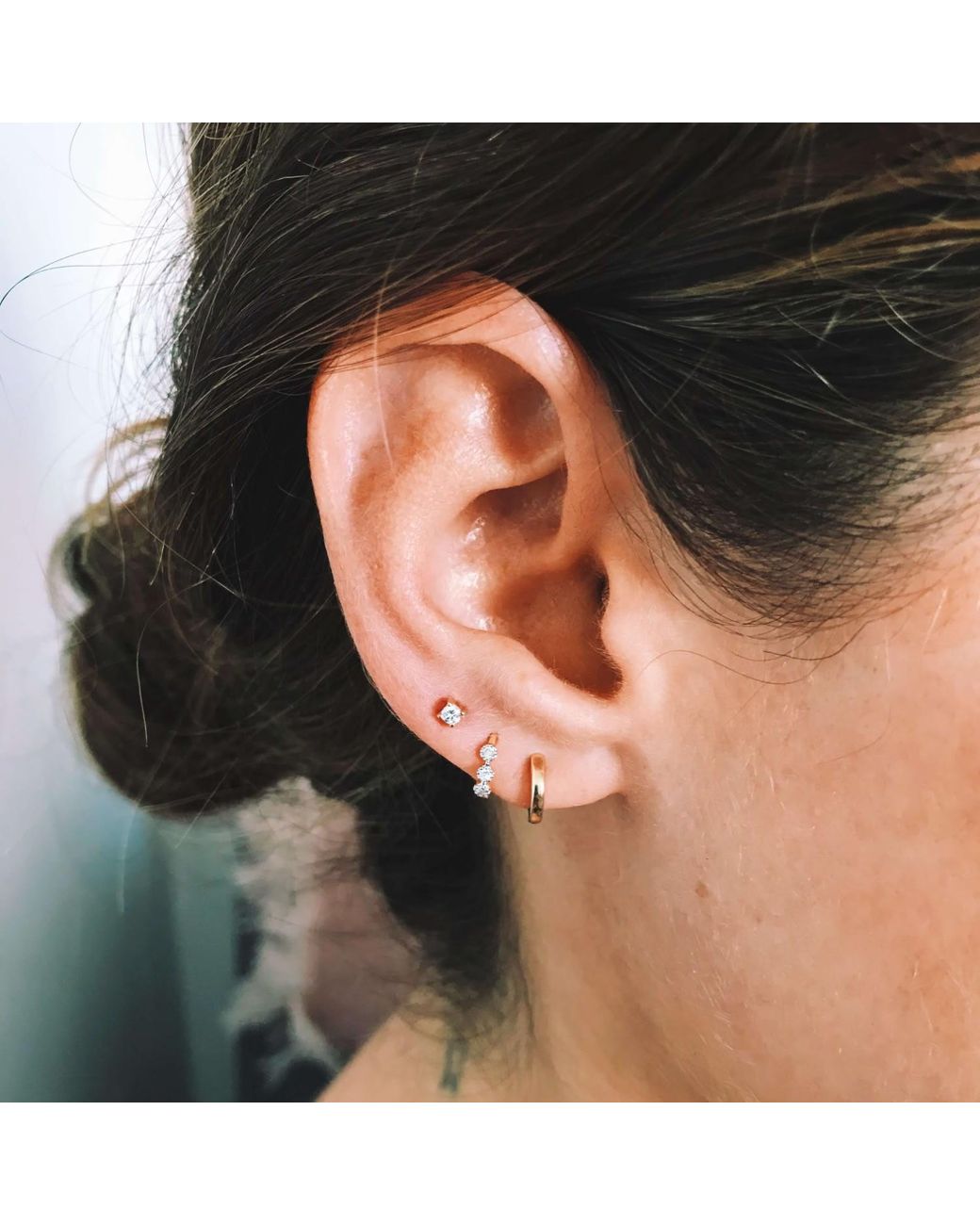 Zohreh White Teeny Wide Huggie Hoop Earring 9K