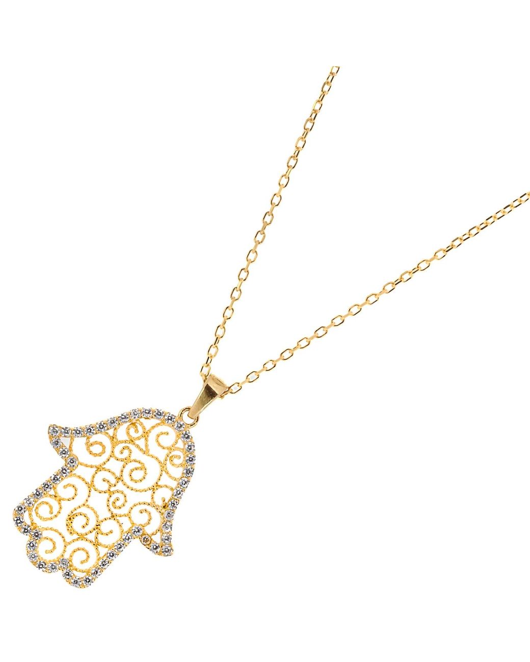 Ebru Jewelry Metallic Soul Journey Hamsa & Diamond Necklace