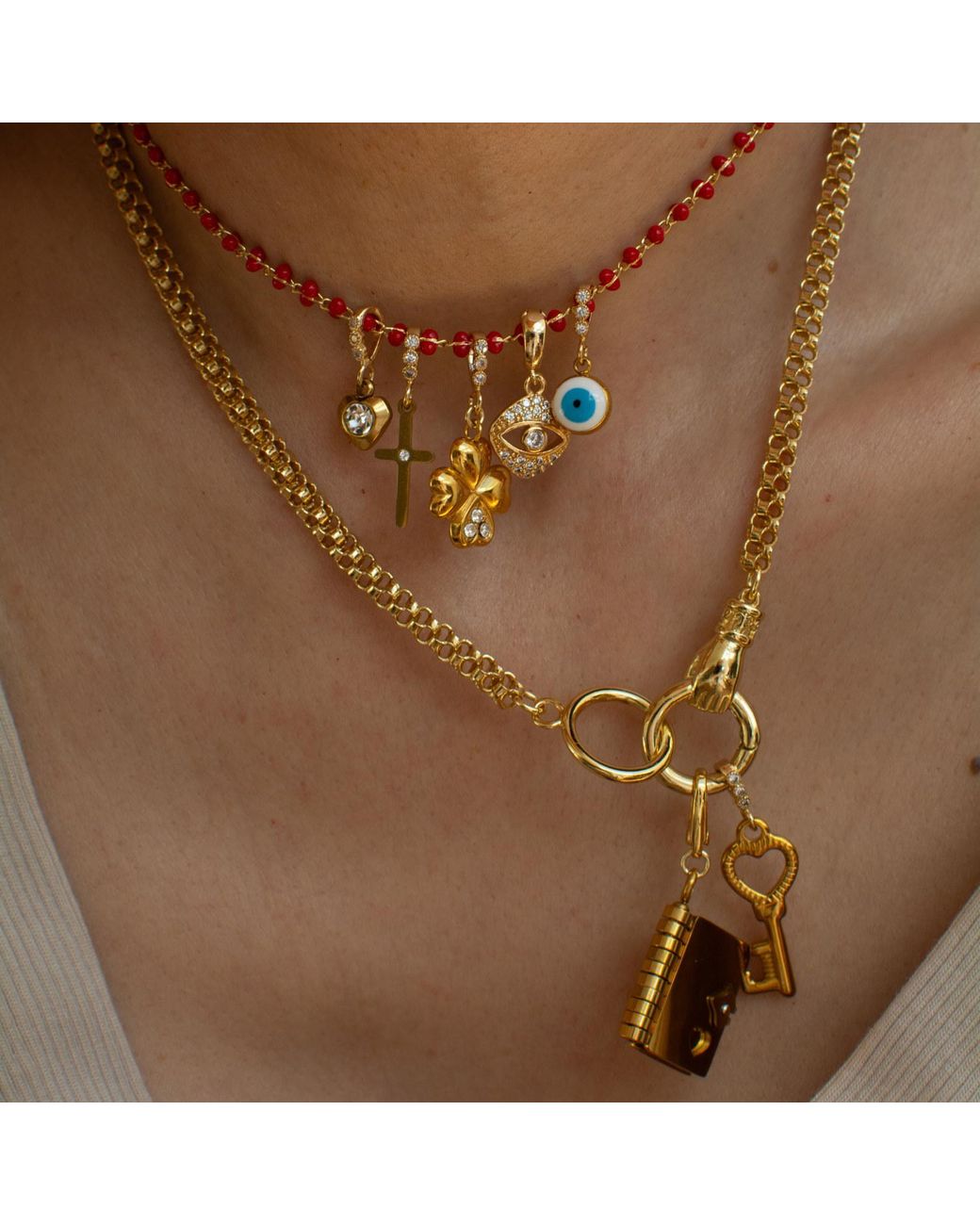 Alexie of Athens Metallic Guardian Charm Necklace
