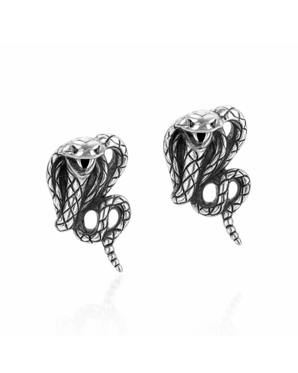 Unaloe Black Sterling Serpent Stud Earrings – Also Perfect For Second Piercing