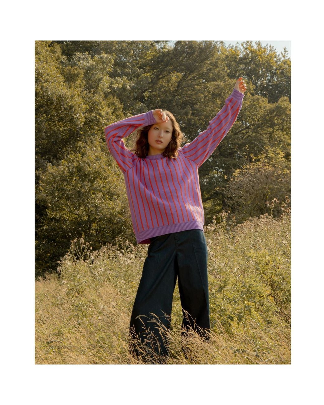 INGMARSON Purple Thin Striped Wool & Cashmere Jumper