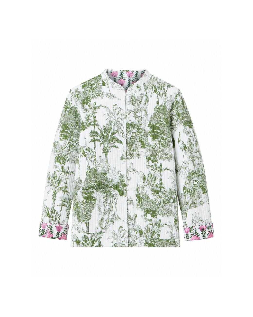 Yumi' Green Reversible Cotton Quilted Jacket