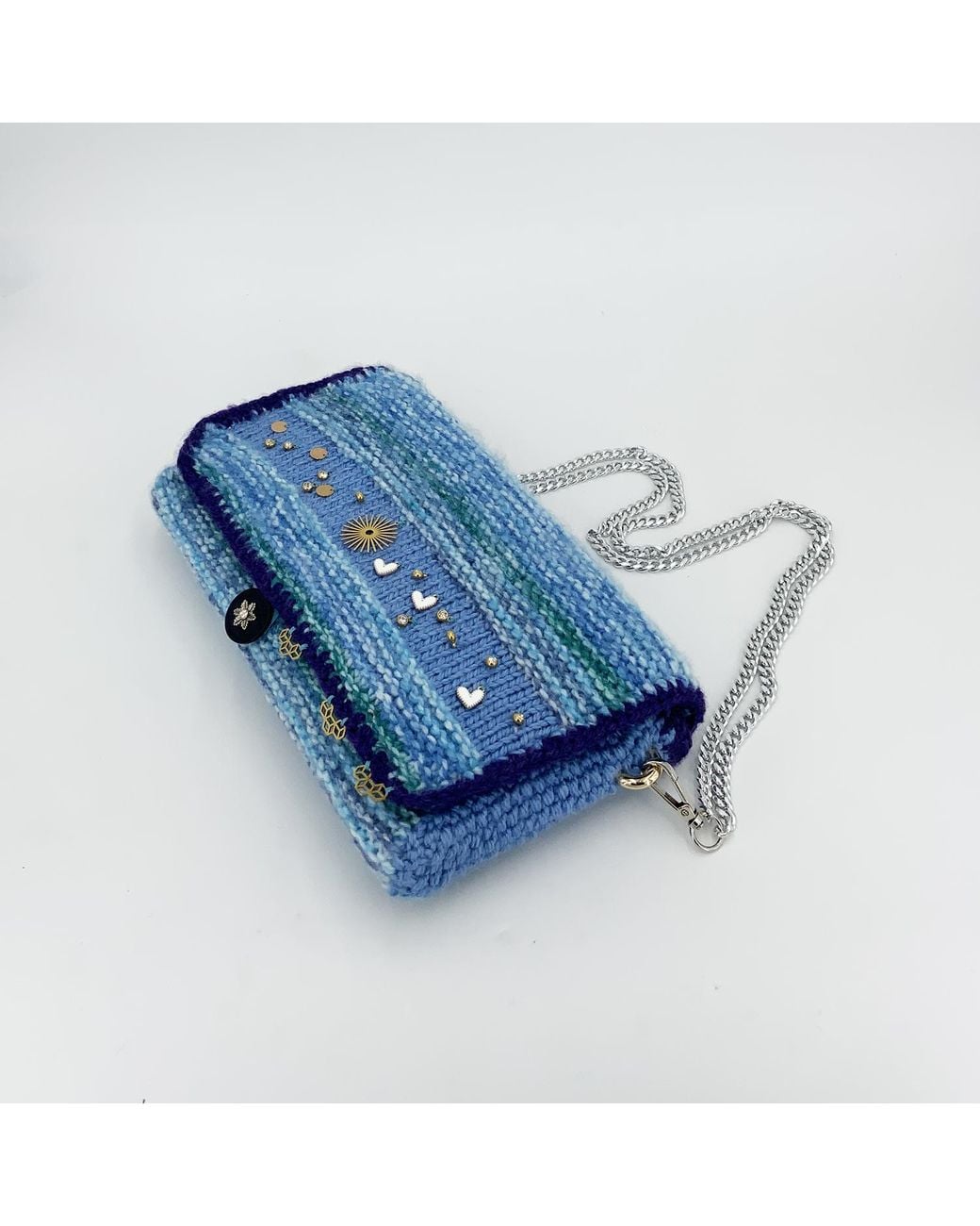 Hilo De Mar Blue Cíes Hand Knitted Bag With Charms
