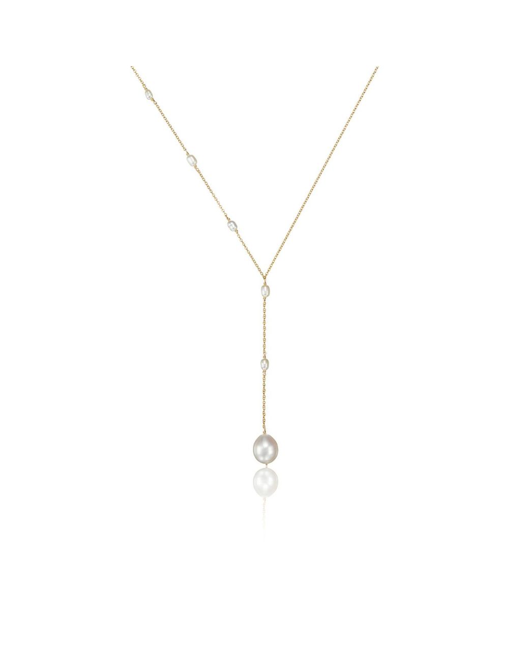 Lily & Roo Gold Seed Pearl Lariat Necklace in Metallic Lyst
