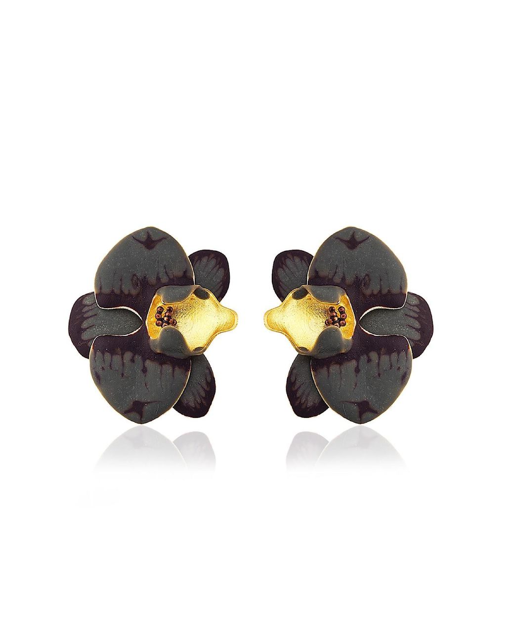 Milou Jewelry Gray Orchid Flower Earrings