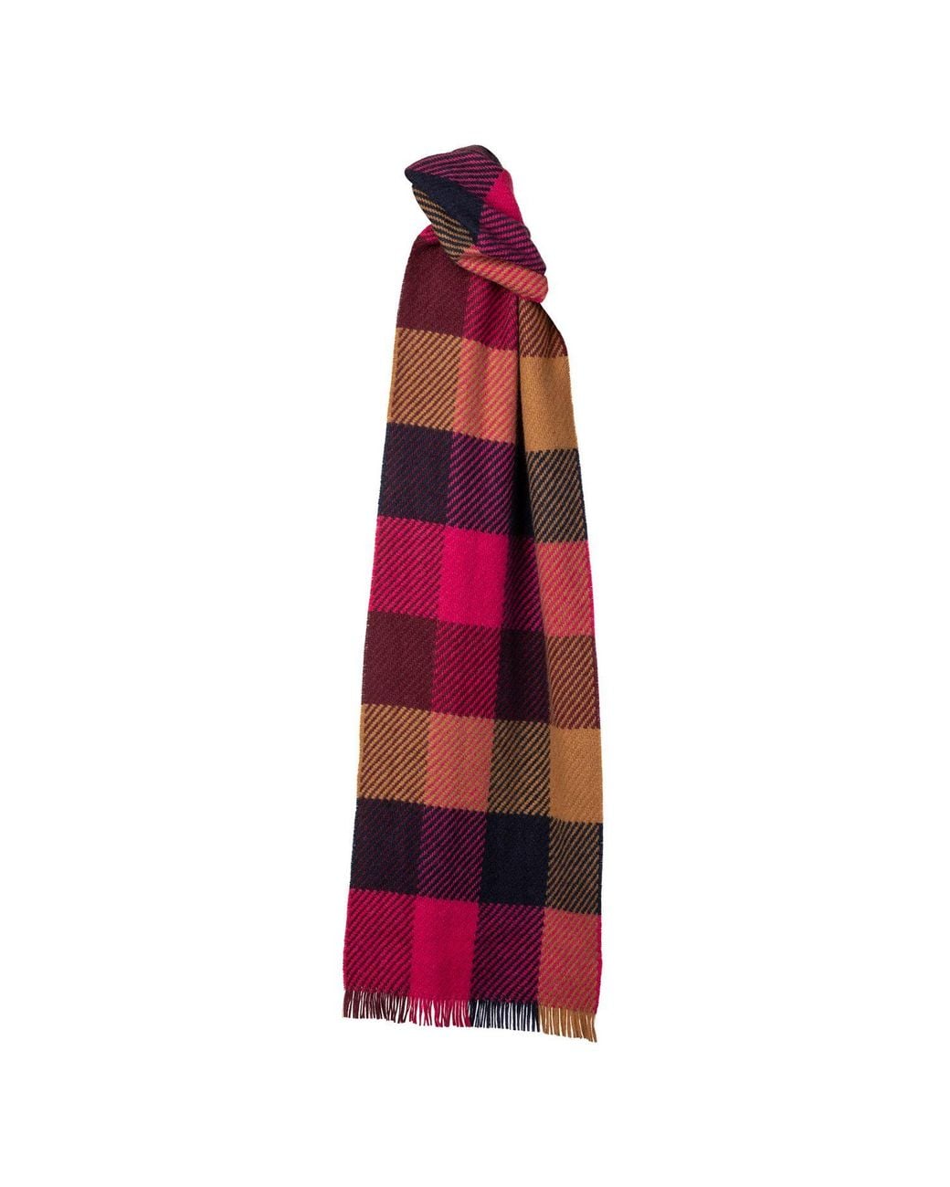 Kinalba Red Deluxe Foxglove Block Check Cashmere Scarf