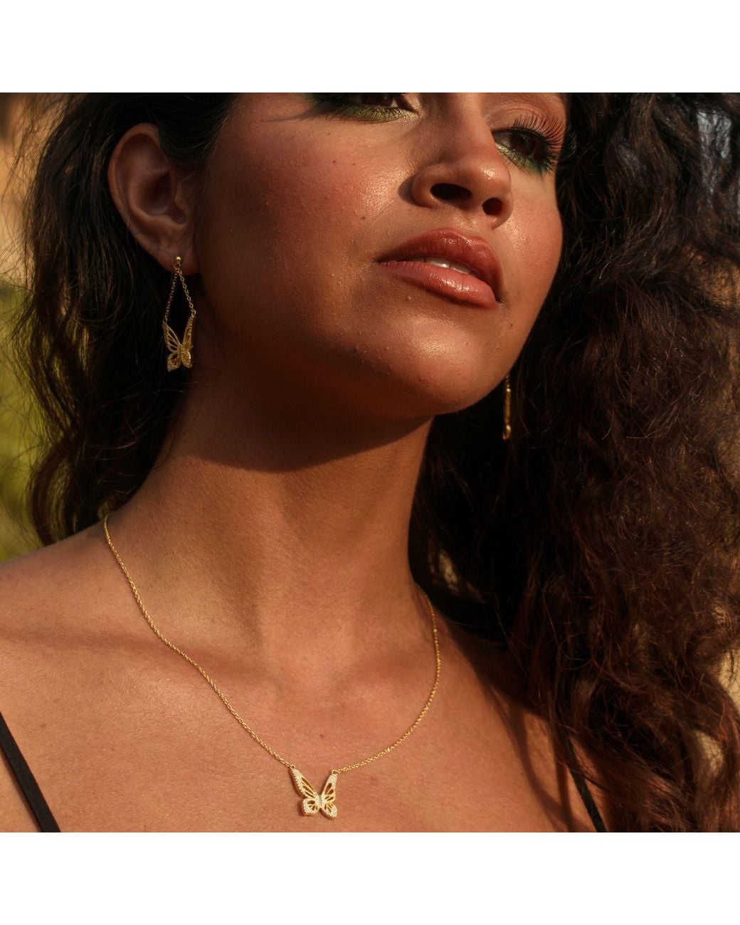 Seven Saints Metallic Graceful Spirit Butterfly Necklace, Rhodium