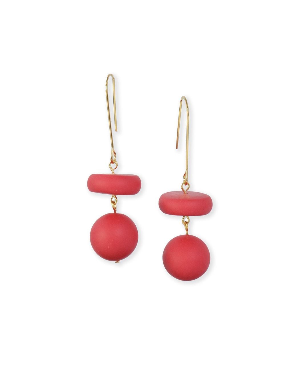 By Chavelli Red Bead Dangle Earrings