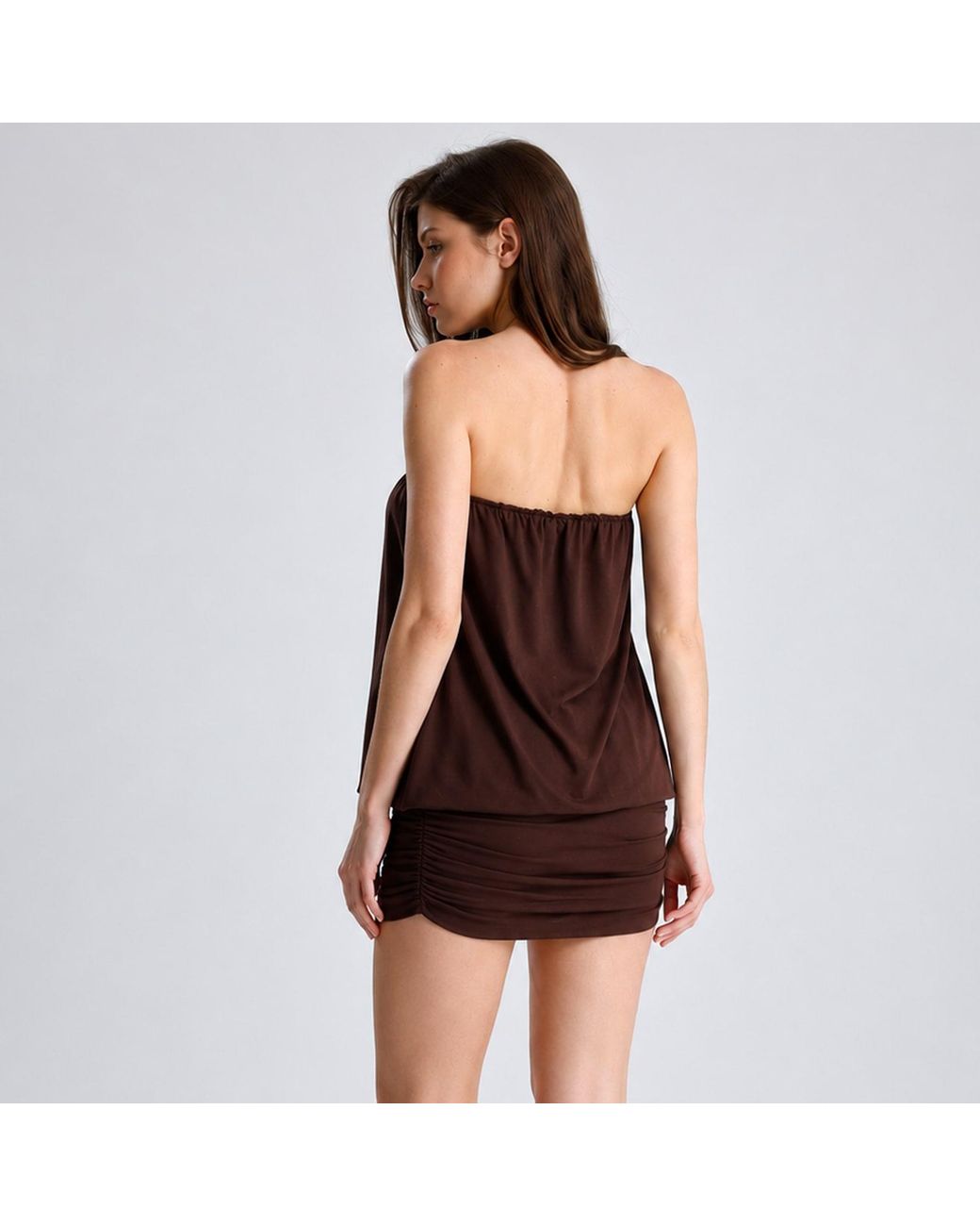 Maison De Gala Brown Luna Mocha Mini Dress