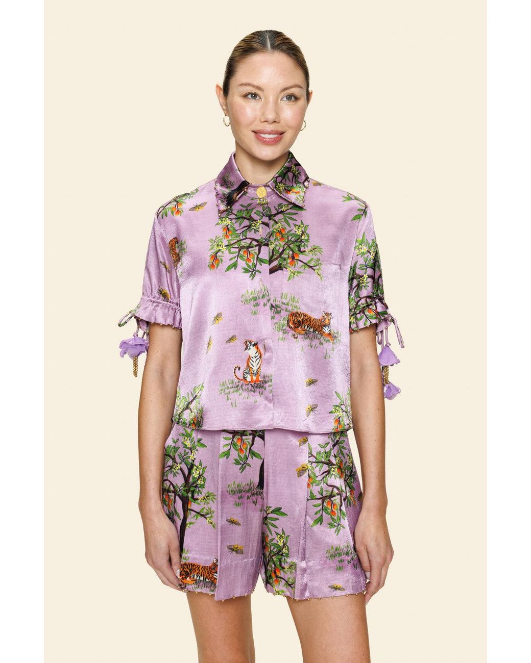 Ashaki Pink Relaxed Lilac Shanti Tiger Shirt