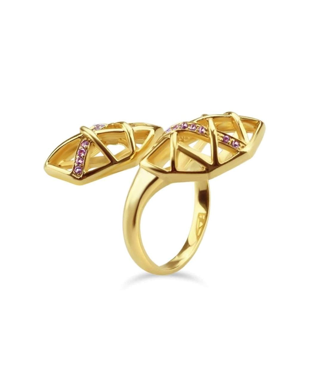 Bellus Domina Metallic Plated Amethyst Helical Ring