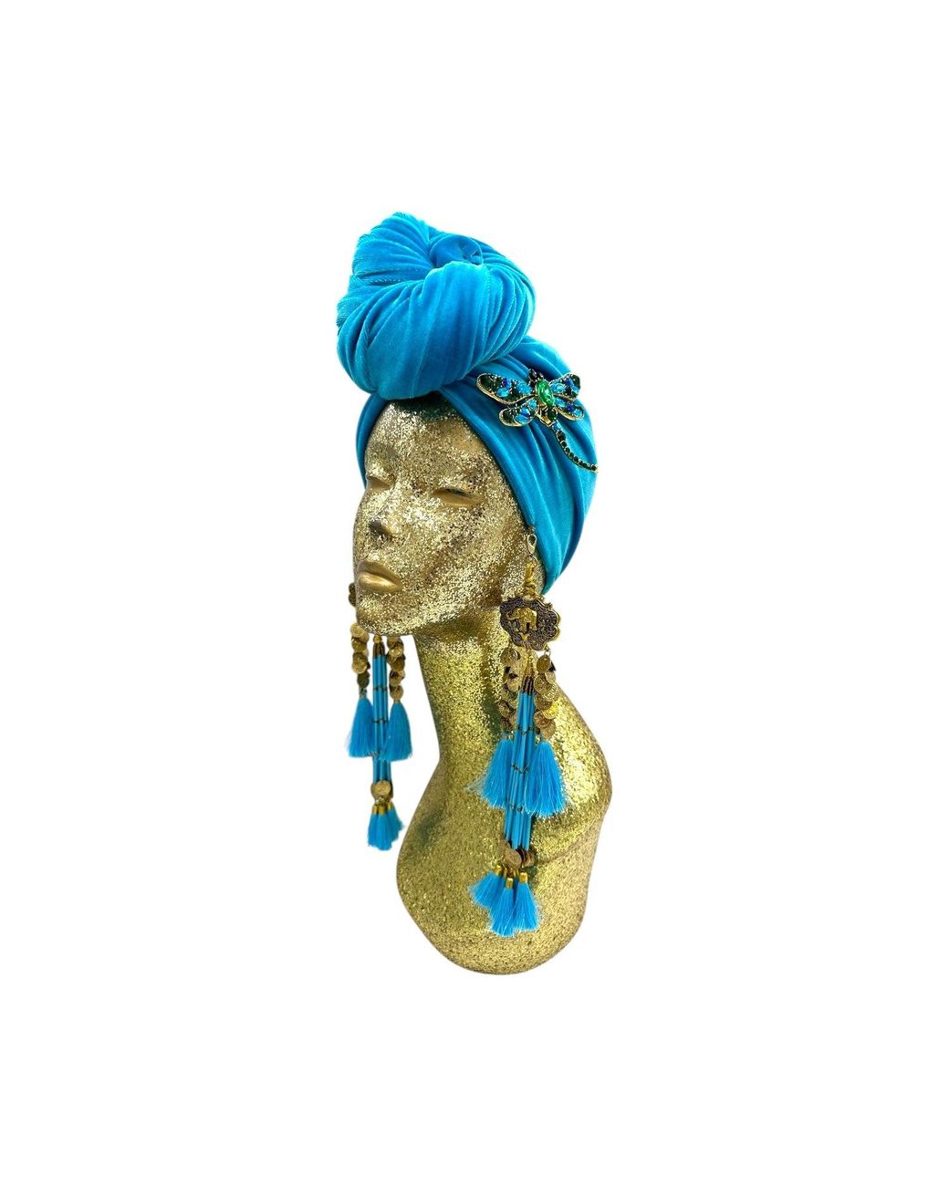 Julia Clancey Blue Azure Dragon Fly Dream Turban