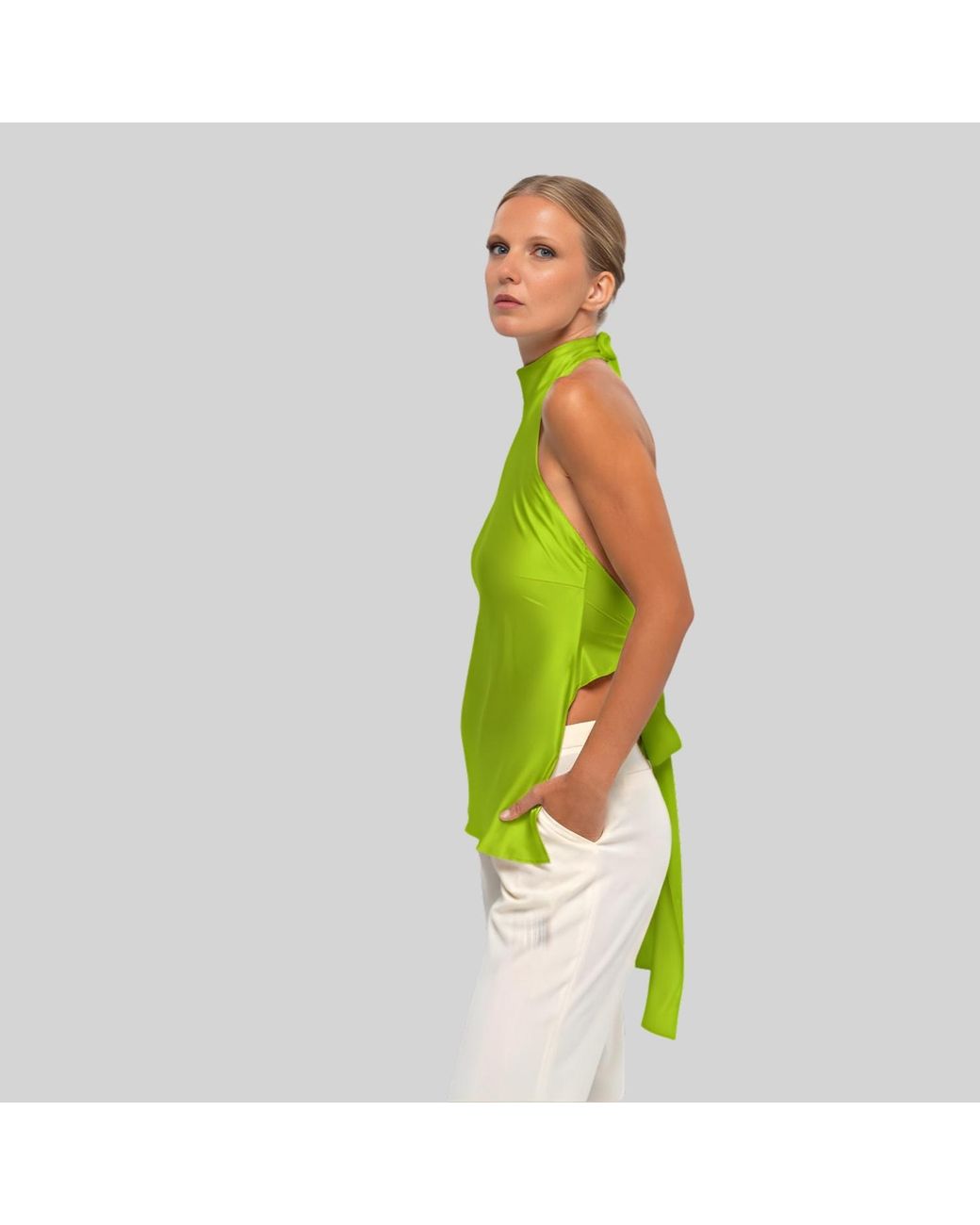 The Ethos Studio Green Alica Top, Silky