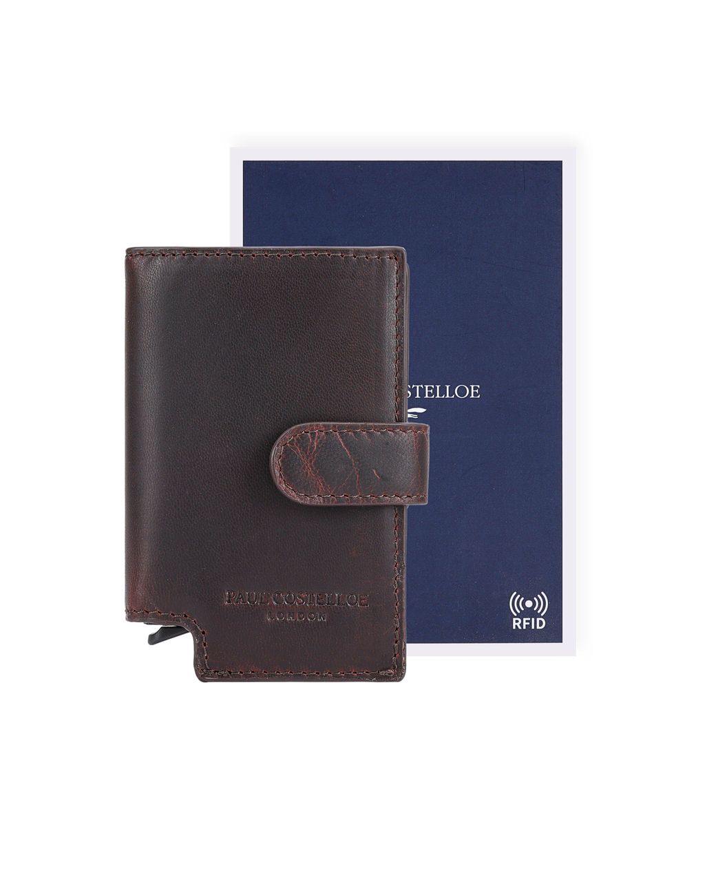 Paul Costelloe Blue Elio Leather Passport Holder for men